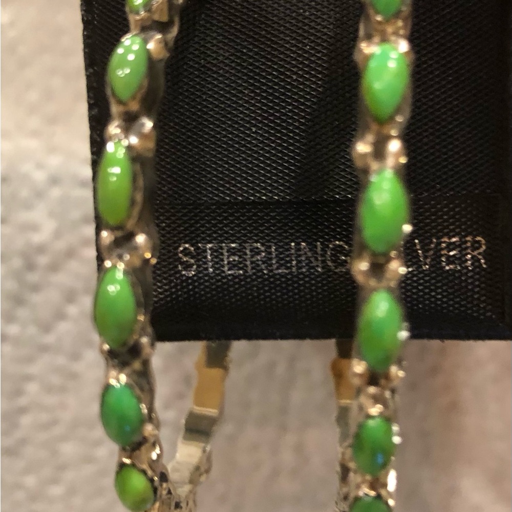 Green Turquoise 50mm Hoop Earrings 925 - Picture 4 of 5